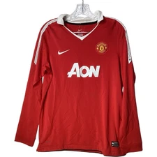 Manchester United Nike AON Soccer Jersey Authentic Dri-Fit Red Mens Large
