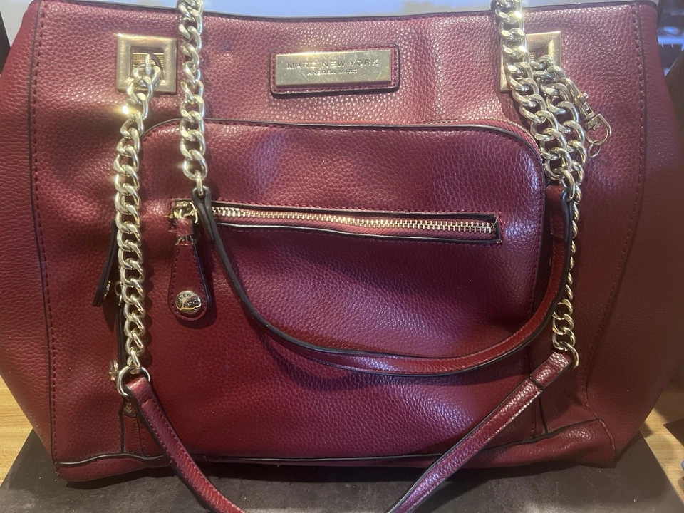 Bolso de Mano Marc New York by Andrew Marc - Cadena Cuero Guijarro Rojo Foto 3 de 4