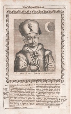 Mehmet IV Turkey Sultan Ottoman Empire Osmanisches Portrait Kupferstich 1650.