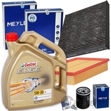 MEYLE FILTERSET+CASTROL 5W30 ÖL passend für AUDI A3 8V VW GOLF 7 T-ROC+OCTAVIA 3