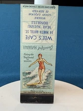 Wee's Café Honolulu Hawaii Surfing Waikiki VTG Matchbook Cover Lt#2749