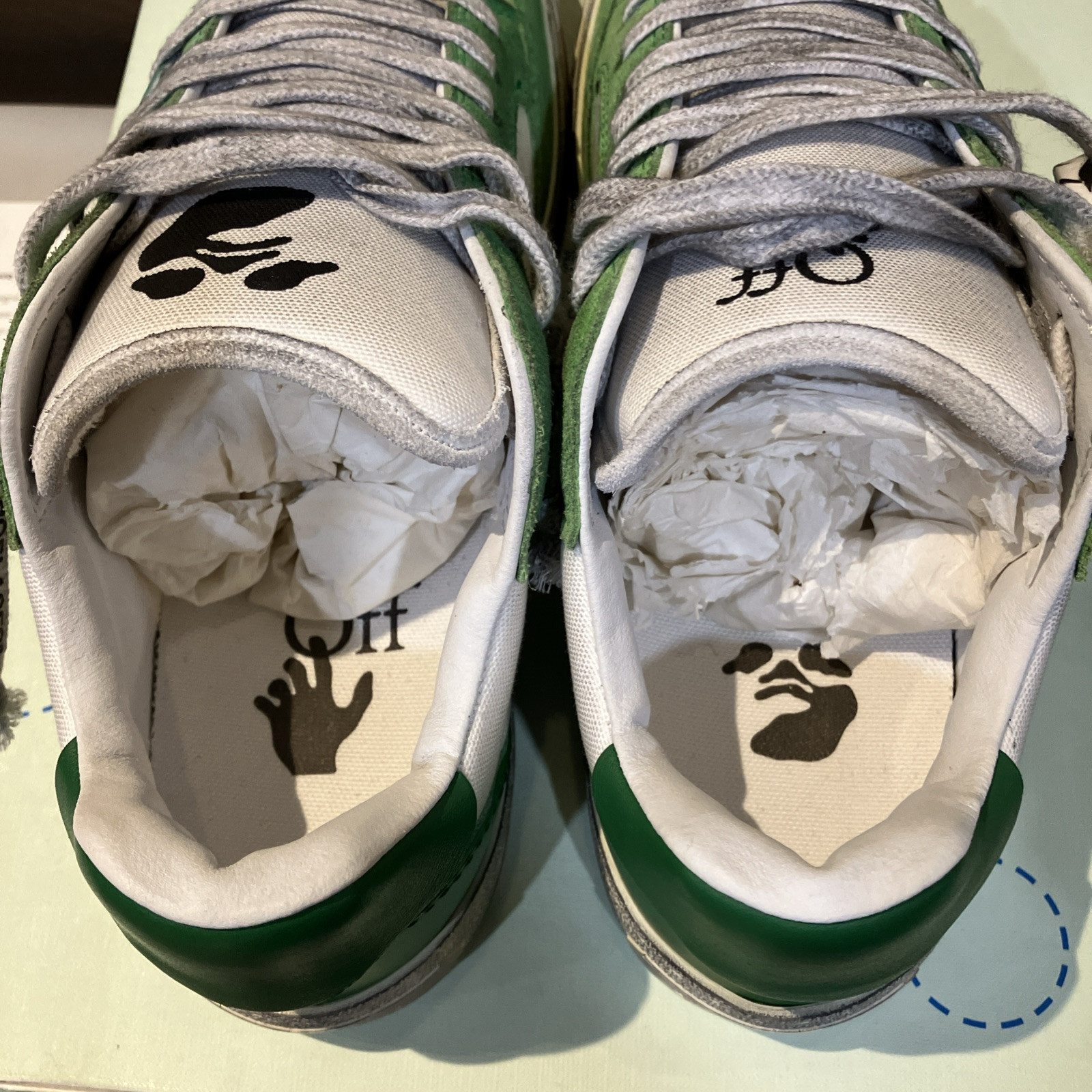 Men’s Sz 10 - OFF-WHITE Vulcanized 5.0 Low Top White Green Dead Stock BNIB Mint image 6