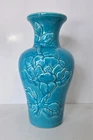 Vintage RED WING POTTERY 10" Floral Blue Turquoise Vase 1022 USA