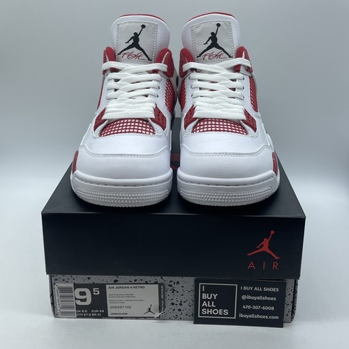 Size 9.5 - Jordan 4 Retro alternate 89 2016 White Red Leather (308497-106) - Picture 2 of 9