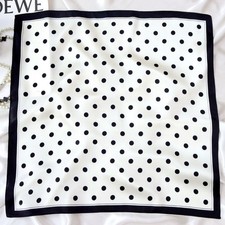   Beige Polka Dots Paisley Print 100 Mulberry Silk Shawl Scarf Necktie Kerchief