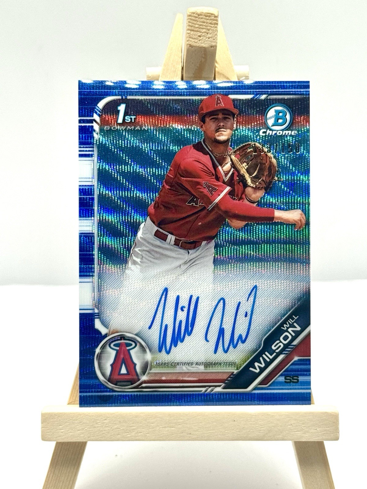 2019 Bowman Chrome Draft Will Wilson Blue Wave Refractor 1st Auto /150