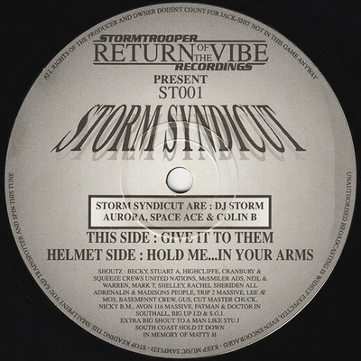 Storm Syndicut - Hold Me...In Your Arms / Give It To Them (12'') (Very Good Plus 