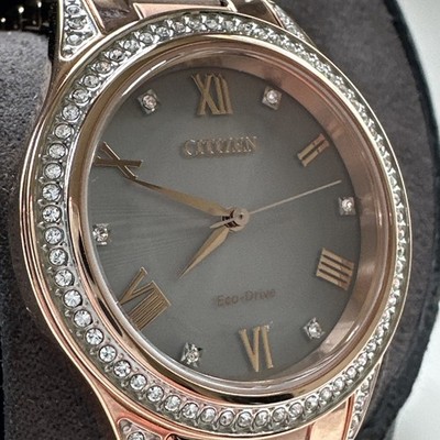 Citizen Eco-Drive Ladies Swarovski Crystal Watch 34mm EM0233-51A *NO CROWN STEM