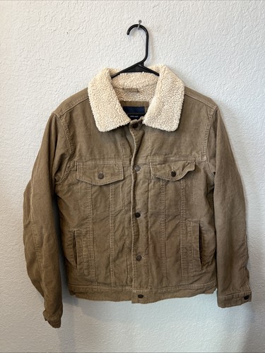 Vintage Sonoma Denim Jacket Sherpa Collar Size Small Pockets Button Brown     #Y