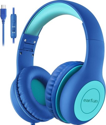 EarFun Kinder Kopfhörer USB-C Stereo HD-Mikrofon Faltbar Lautstärkeregulierung