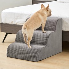 3 Step Ramp Stairs for Sofa  Chair NonSlip Sturdy Pet Steps Dogs Cats GREY NEW