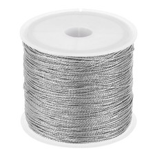 55m/60yards Metallic Cord, 1Roll 0.4mm Dia Ornament String Thread, Silver