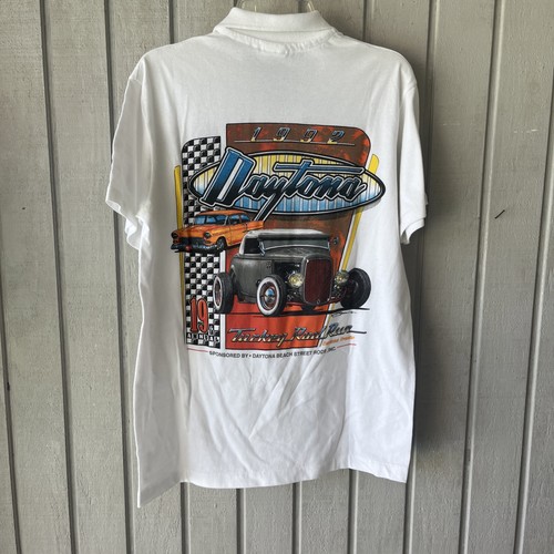Vintage 1992 Daytona turkey rod run staff collared three button shirt
