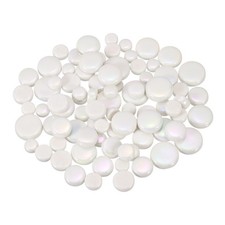 200g Multi-Size Iridescent Round Mosaic Tiles for Crafts White