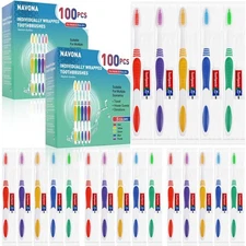 Navona 200 PCS Disposable Toothbrush with Toothpaste Bulk, Travel Toothpaste,...