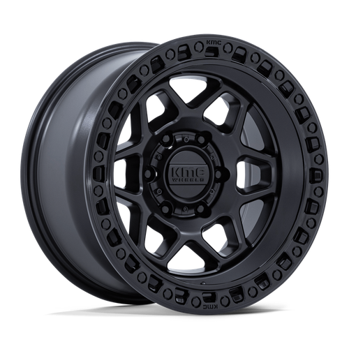 17X8.5 KMC KM553 TORX 6X135 0MM MATTE BLACK W/ GLOSS BLACK LIP - Picture 4 of 5