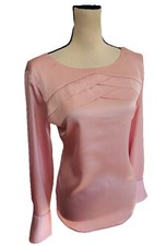 Banana Republic Light Pink Blouse Top Ruffle Front Long Sleeve Size XS