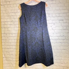 Monroe And Main Jaquard Dress Black And Blue Shift ALine Fitted Size 14 New