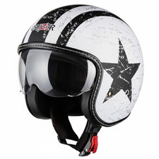 CRUIZER Casco moto Demi Jet Custom Scooter Omologato Bianco Stella visiera