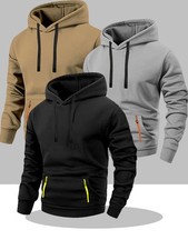 3 Pack Mens Fleece Hoodies Heavy Duty Casual Pullover with Kangaroo Pockets