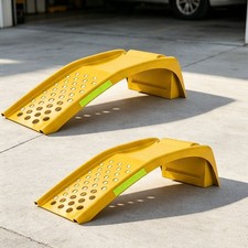 2pcs Heavy Duty Steel Car Ramps For Oil Changes 9 High Lift Service Ramp Yellow