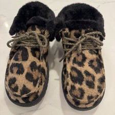 Hey Dude Women's Britt Leo Nut Leopard Fur Lined Slip On Shoe Bootie US Size 6