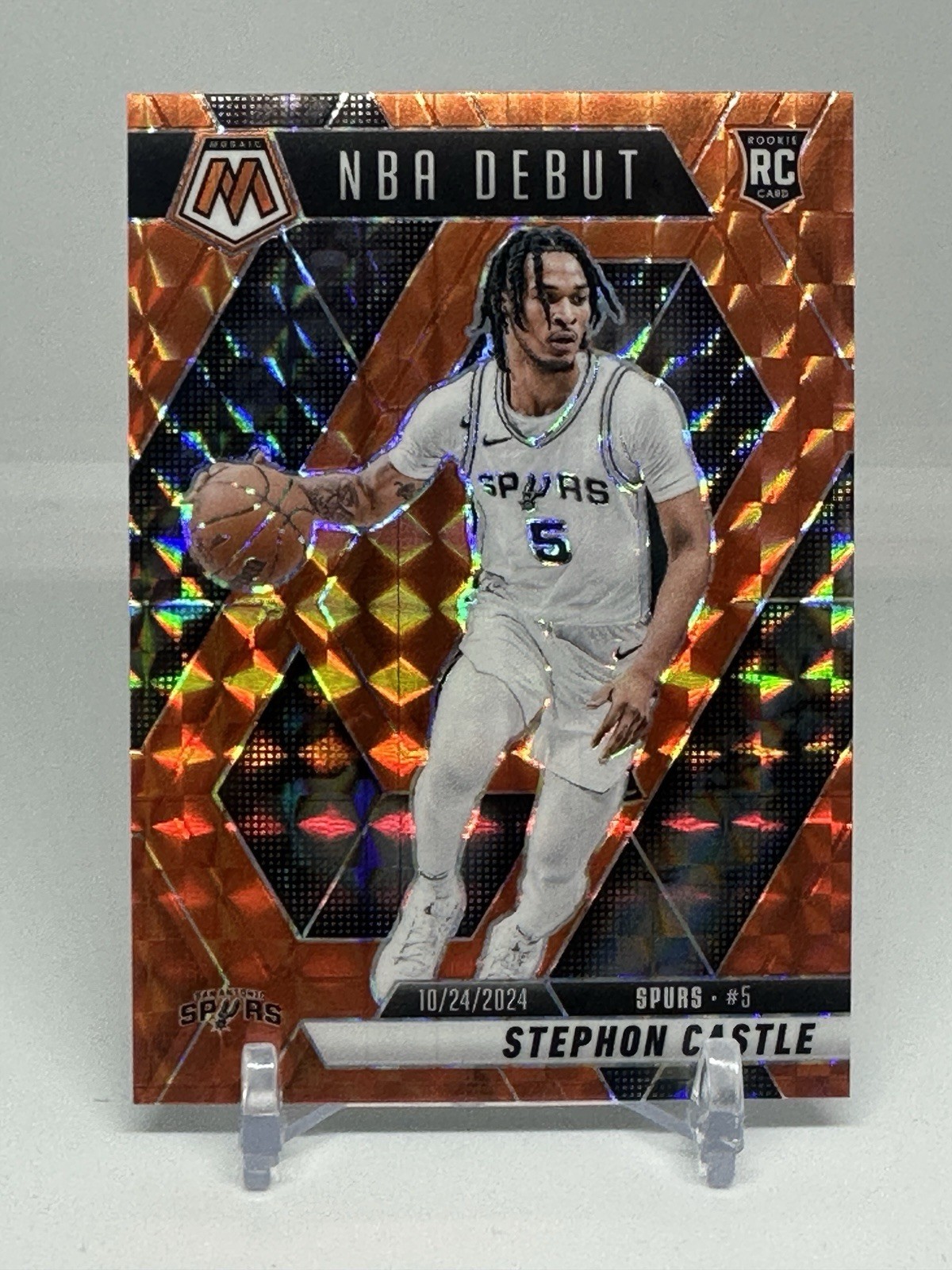 2024-25 Panini Mosaic Stephon Castle #267 RC Rookie NBA Debut Orange /249
