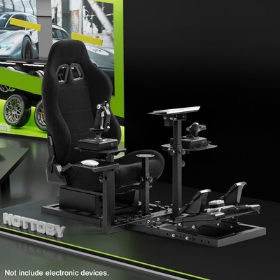 Hottoby Flight&Racing Simulator Cockpit With Black Seat Logitech Thrustmaster