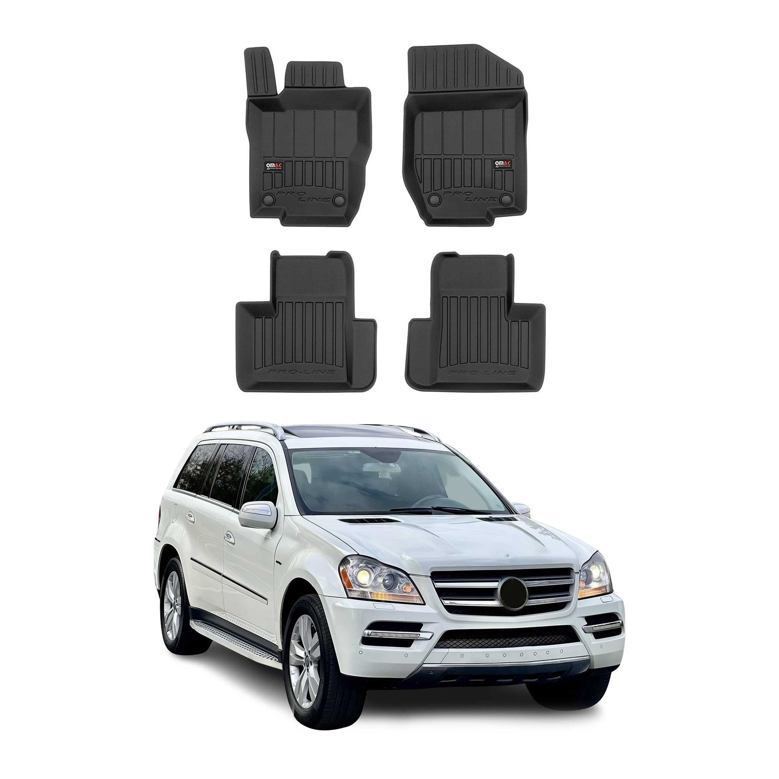 Tapis de sol Mercedes Classe GL 2006-2012 OMAC caoutchouc noir de protection
