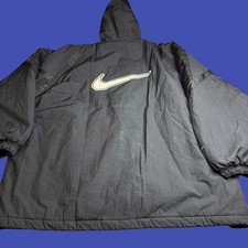 Vintage Nike XL Windbreaker Jacket Full Zip Button Distressed Outdoor Black