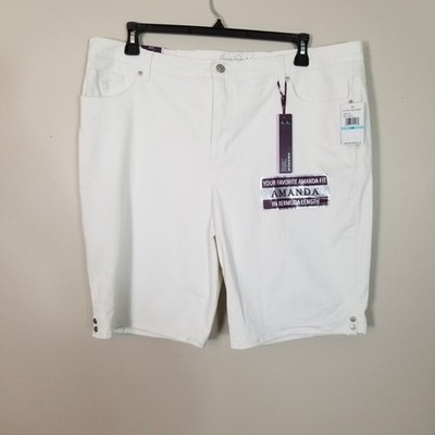 NWT GLORIA VANDERBILT Amanda Slimming Stretch Denim Bermuda Short White Size 20W