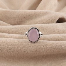 Rose Chalcedony Gemstone 925 Sterling Silver Jewelry Elegant Ring Gift For Wife