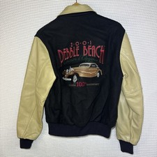 Dehen 1920 Varsity Jacket Black /Tan - Size S Made in USA 2001 Pebble Beach