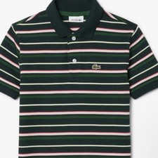 Lacoste Men's White Polo Shirt Medium, Colorblock Stripe, Retro 90s/80s Vintage