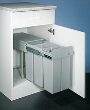 WESCO 8011027 Poubelle Traditionline Trio-Boy 410 S/300-3, grise, 30 litres