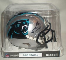 RICO DOWDLE - Carolina Panthers Autographed Mini Helmet including BDS COA #4165