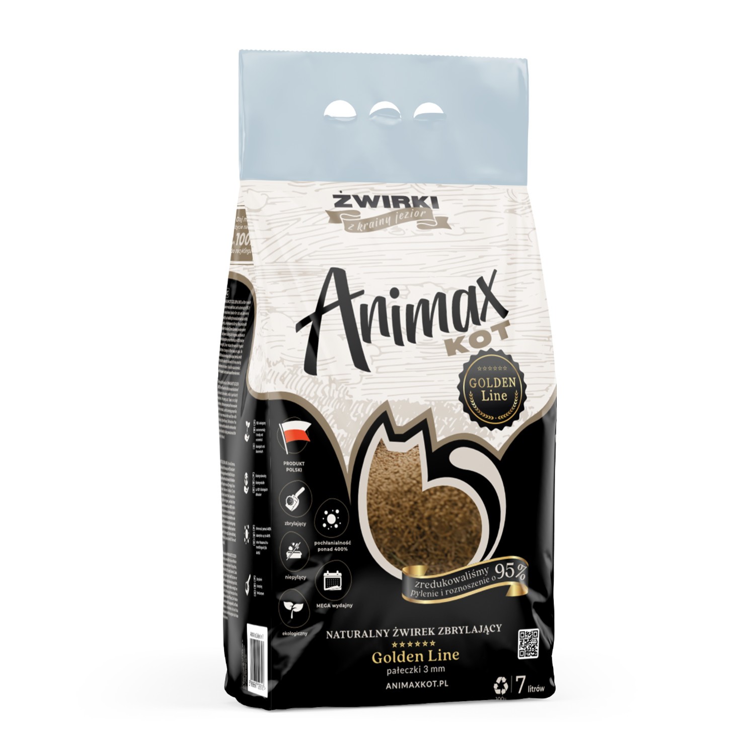 Litière fine Animax Golden Line 3mm ultra agglomérante haut de gamme