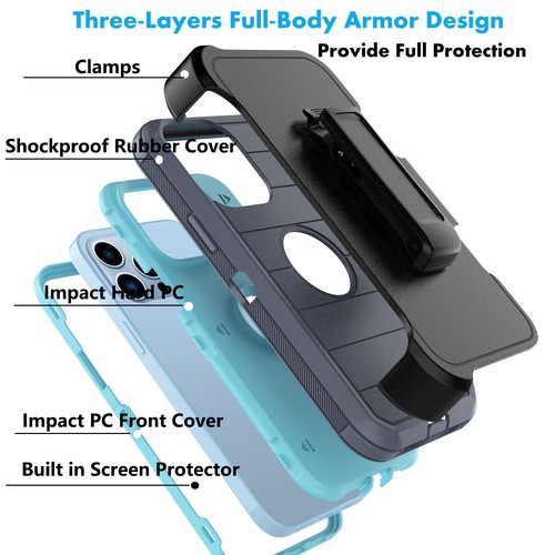For iPhone 14 Pro Max/14 Pro/14 Plus Phone Case Fits Otterbox Defender Cover - Picture 38 of 56