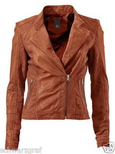 BC -Lederjacke- Leather jacket- Canvas-Biker-Style-Orange-Gr.36,38,40,42,44 -NEU