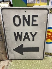 Vintage Steel Embossed ONE WAY Road Sign Traffic Highway Sign Reflective Sand ok
