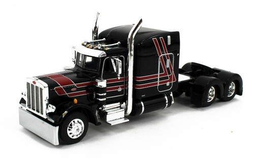 DCP 1:64 *BLACK & RED* Peterbilt 359 63" Mid-roof & Utility ROLL TARP TRAILER - Picture 4 of 7