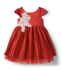 Janie Jack Flower Appliqu  Satin Dress