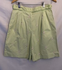 Vintage Lilly Pulitzer 90s Shorts Green High Waist Pleats Embroidered Golfers