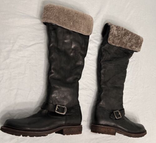 FRYE Valerie Lammfell schwarz Stiefel Damen 8 B OTK Overknee Fell gefüttert - Bild 8 von 22