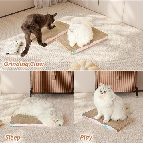 Cat Scratch Pad,2 Pcs Large Cat Scratcher Cardboard with Premium Reversible Scra - 第 5/7 張圖片