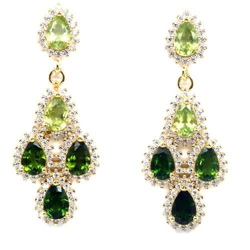 Boucles D'oreilles Puces Argent Massif 925 - Péridot Vert Synthétique - Cadeau Anniversaire