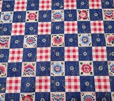 Faux Patchwork Floral Gingham BTY The Kesslers Concord SELVEDGE STAINS