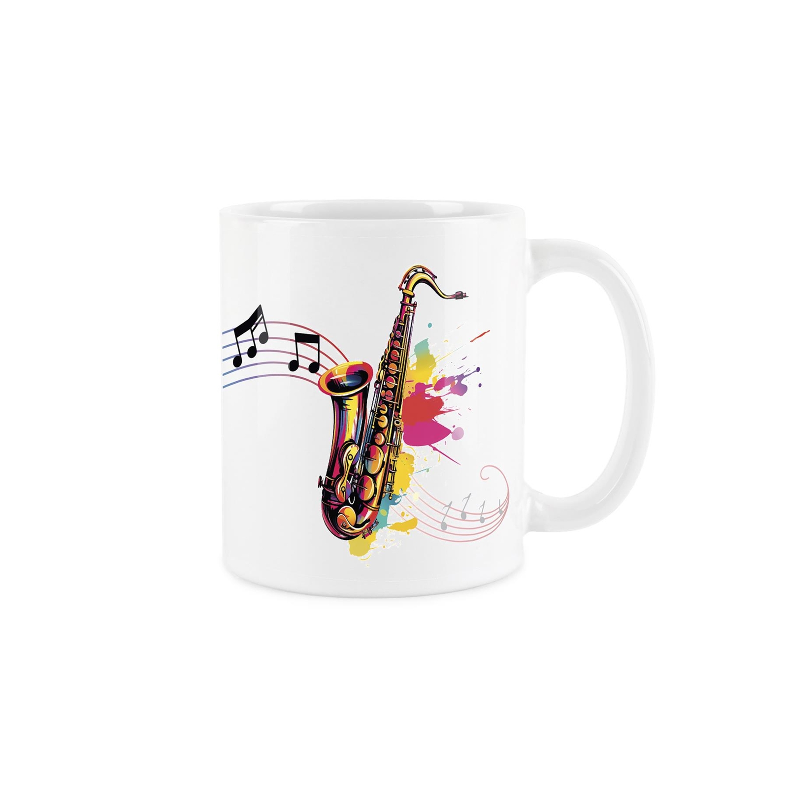 Saxophone Mug - Colourful Abstract Musical Themed Gift Ceramic Tea/Coffee Cup