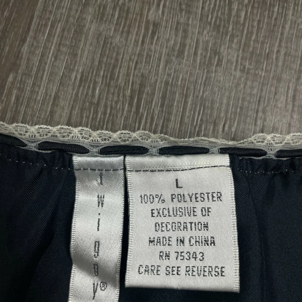 Twiggy Womans Blouse Black Sheer Short Sleeves Lace Detail Ties Size L - Изображение 3 из 4