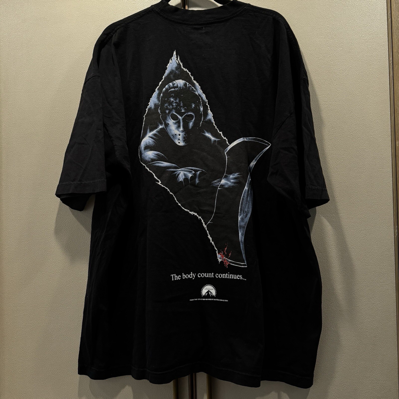 Friday The 13th Jason Voorhees Black T-Shirt Size 2XL Puff Print Front Horror